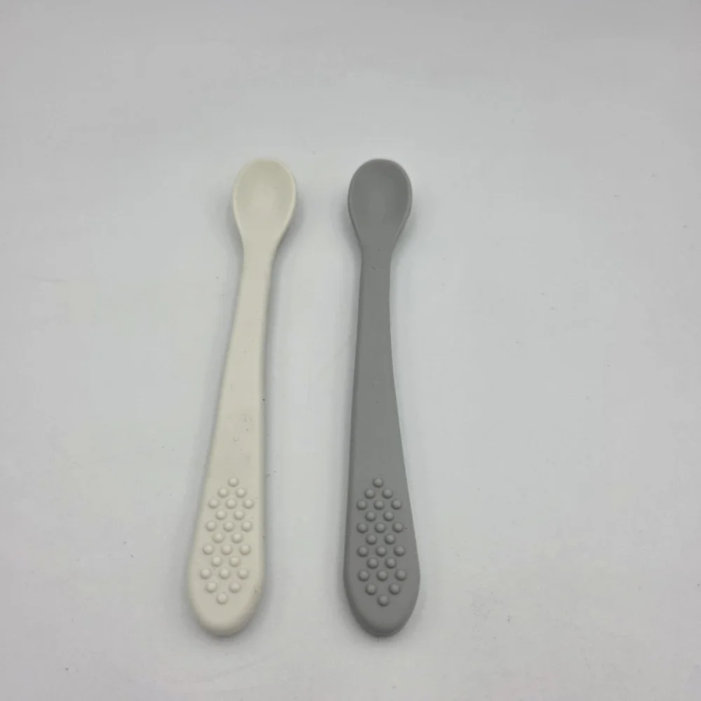 Sperric Baby Infant‎ Spoons 2 Pack Soft Silicone Baby Spoons Training Gray